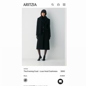 Aritzia Luxe Black Cashmere Coat
